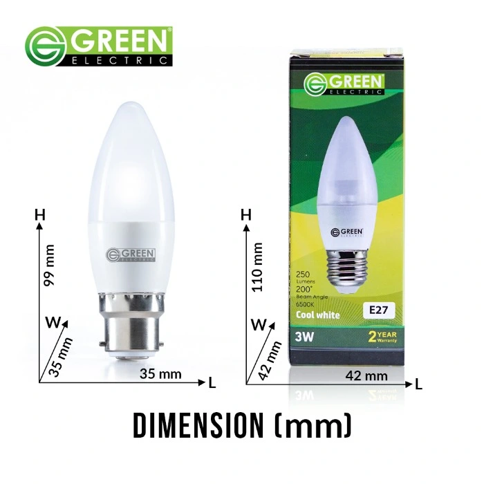 Led Candle Bulb Cool White Screw Type Green Electric